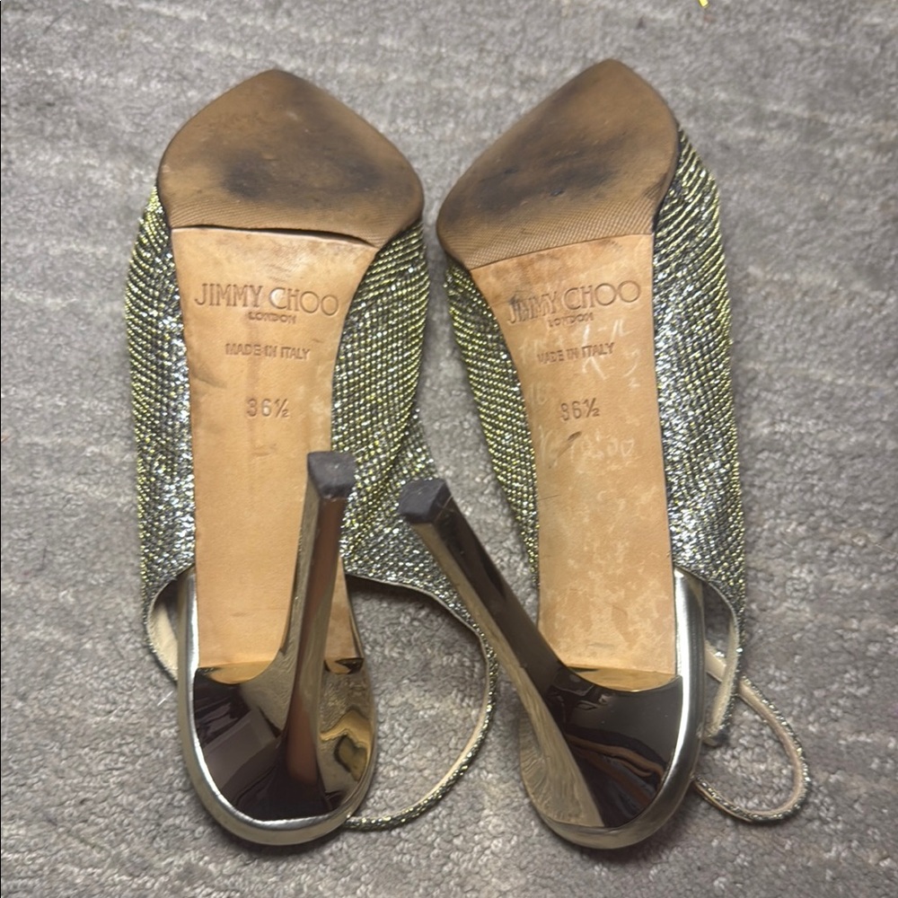 Jimmy Choo Gold Slingback Heels - Picture 8 of 10